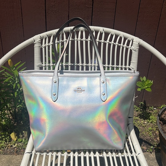 COACH Limited Edition Holographic Iridescent City Zip Tote RARE FIND 🌈🦄 - Picture 8 of 17